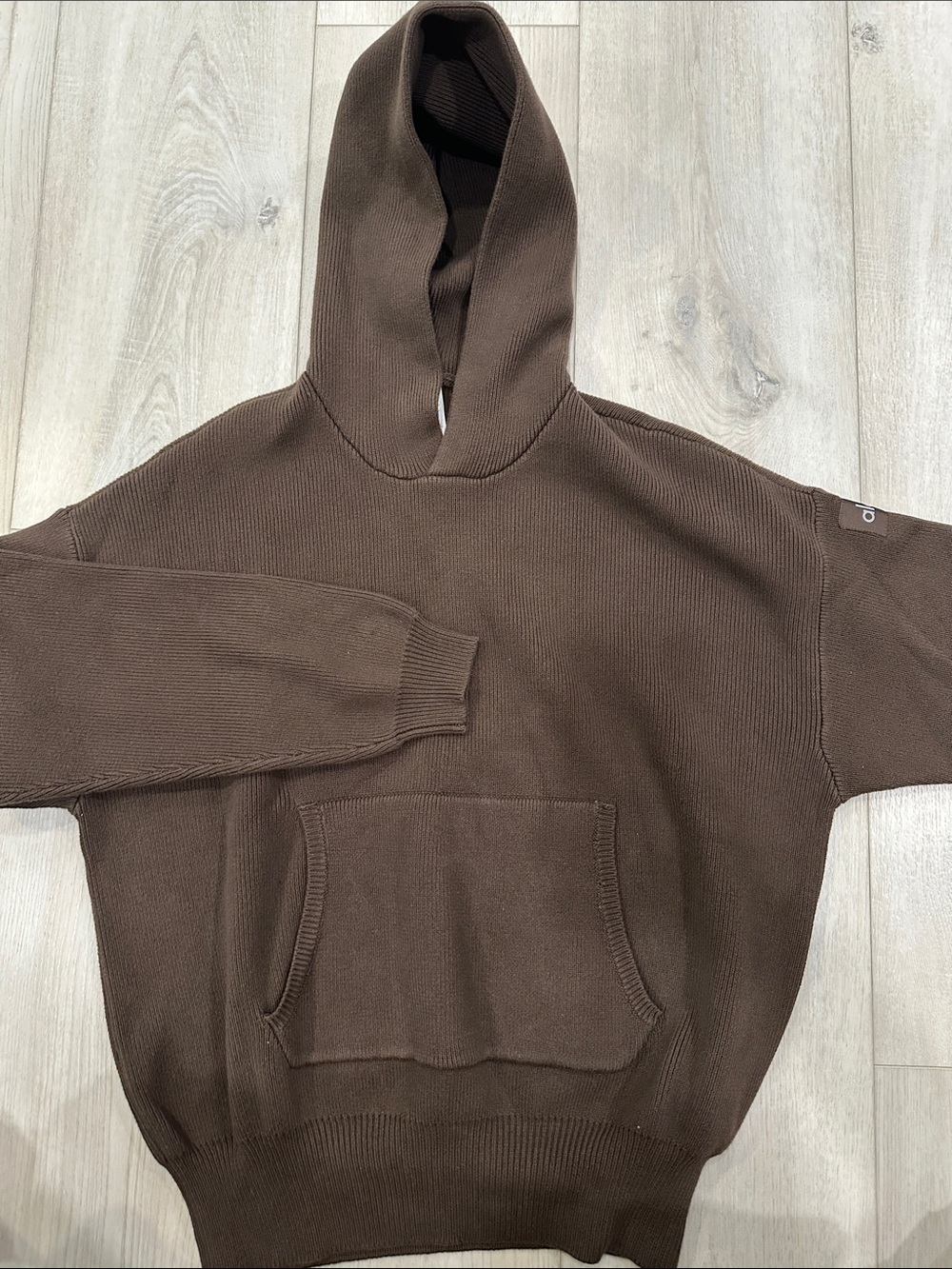 Alo Yoga Brown Ribbed Knit Hoodie Sweater XS